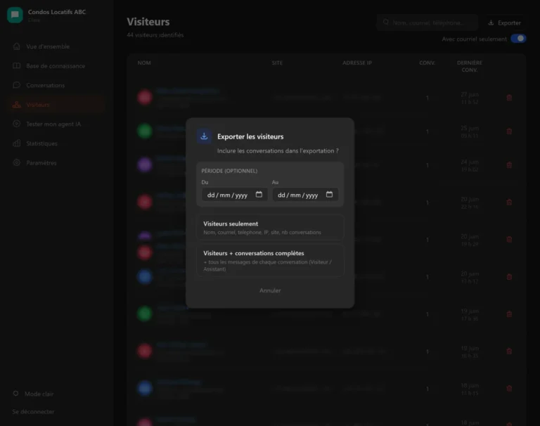 Visitor Export